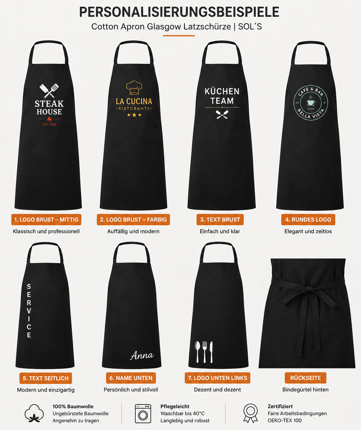 Professional Cotton Apron | CA240 | Individuell personalisierbar